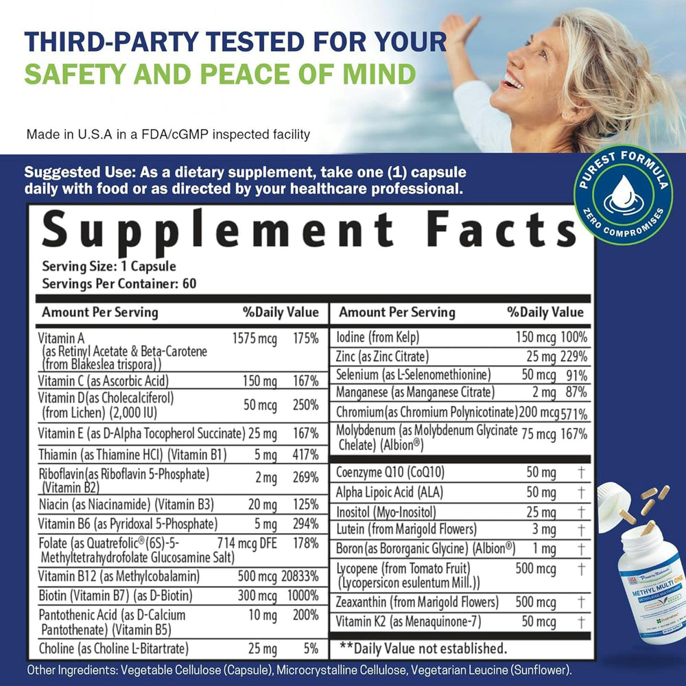 Power By Naturals Methyl Multi One label closeup highlighting key ingredients