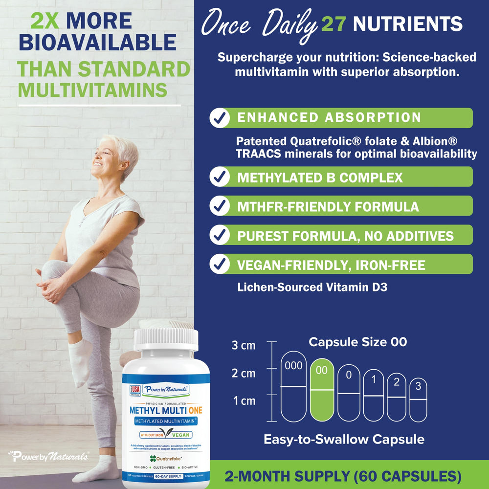 Power By Naturals Methyl Multi One pour showing capsule flow