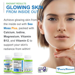 Power By Naturals Sea Moss Plus packaging box and product prominently displayed.