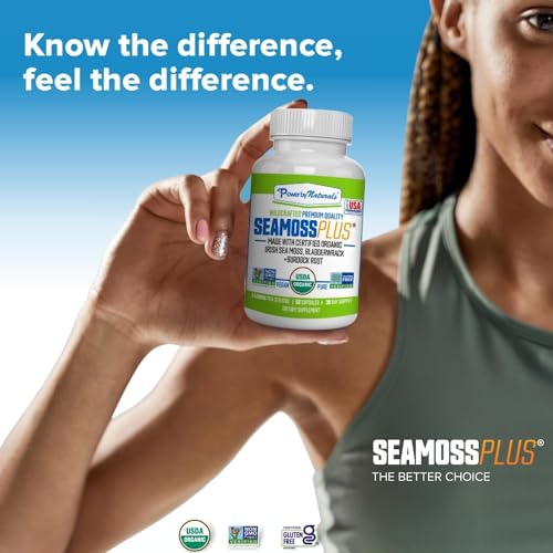 Capsules poured into a bowl suggesting mix-in ideas with Power By Naturals SeaMoss Plus