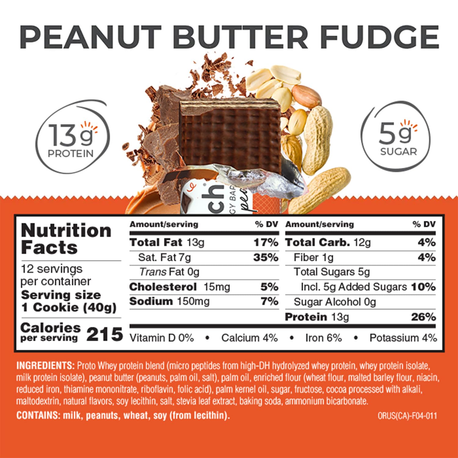 Power Crunch Peanut Butter Fudge bar pack showing twelve bars