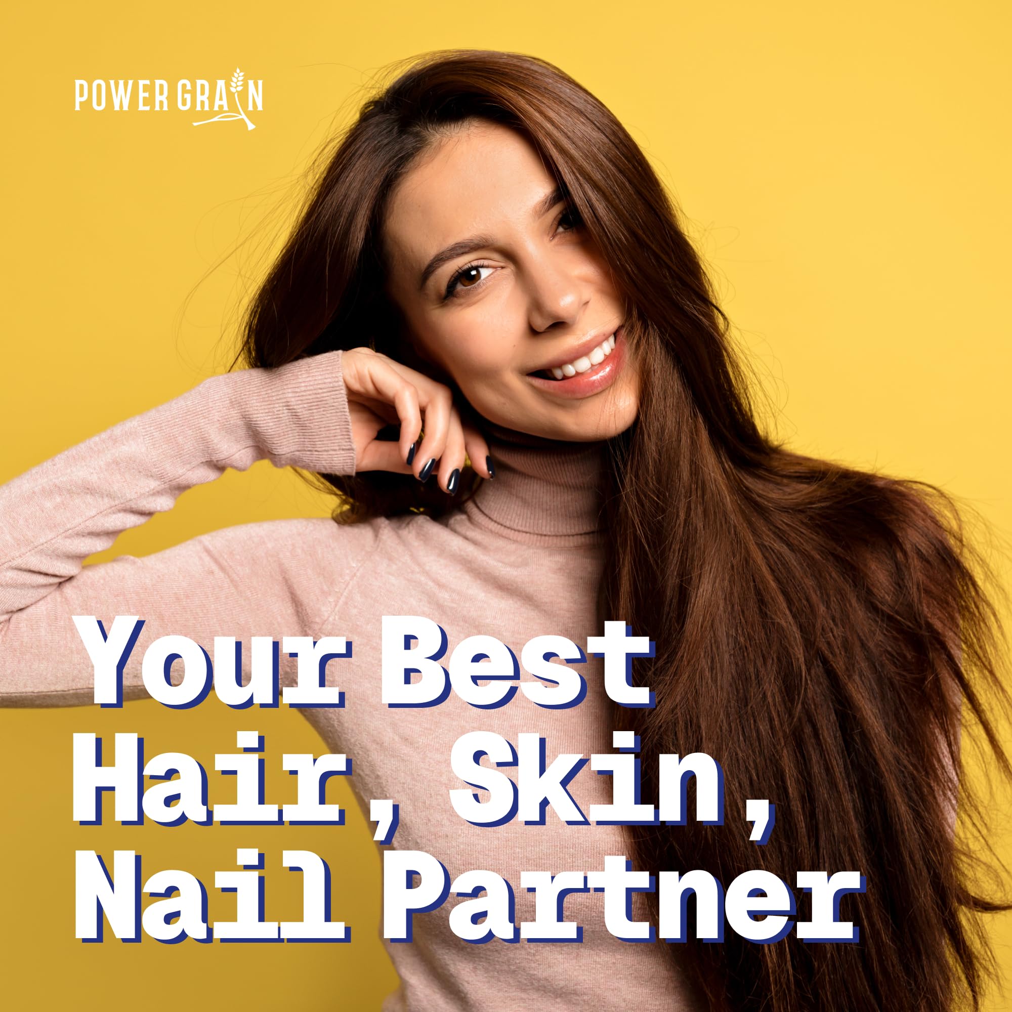 Power Grain daily-use gummies held during a skincare routine.