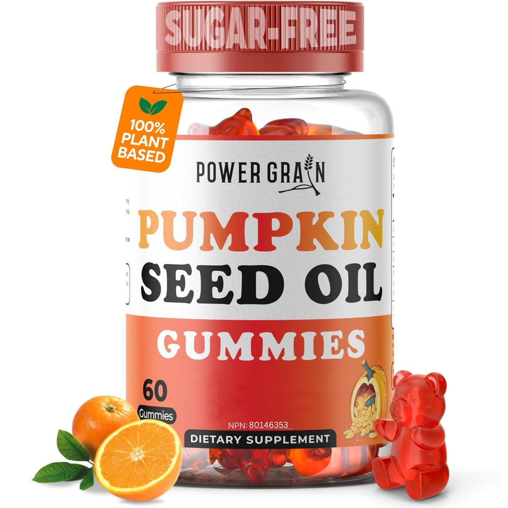 Power Grain bottle with pumpkin seed imagery suggesting immune and energy benefits