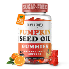 Power Grain pumpkin seed oil gummies bottle with orange flavor for daily wellness