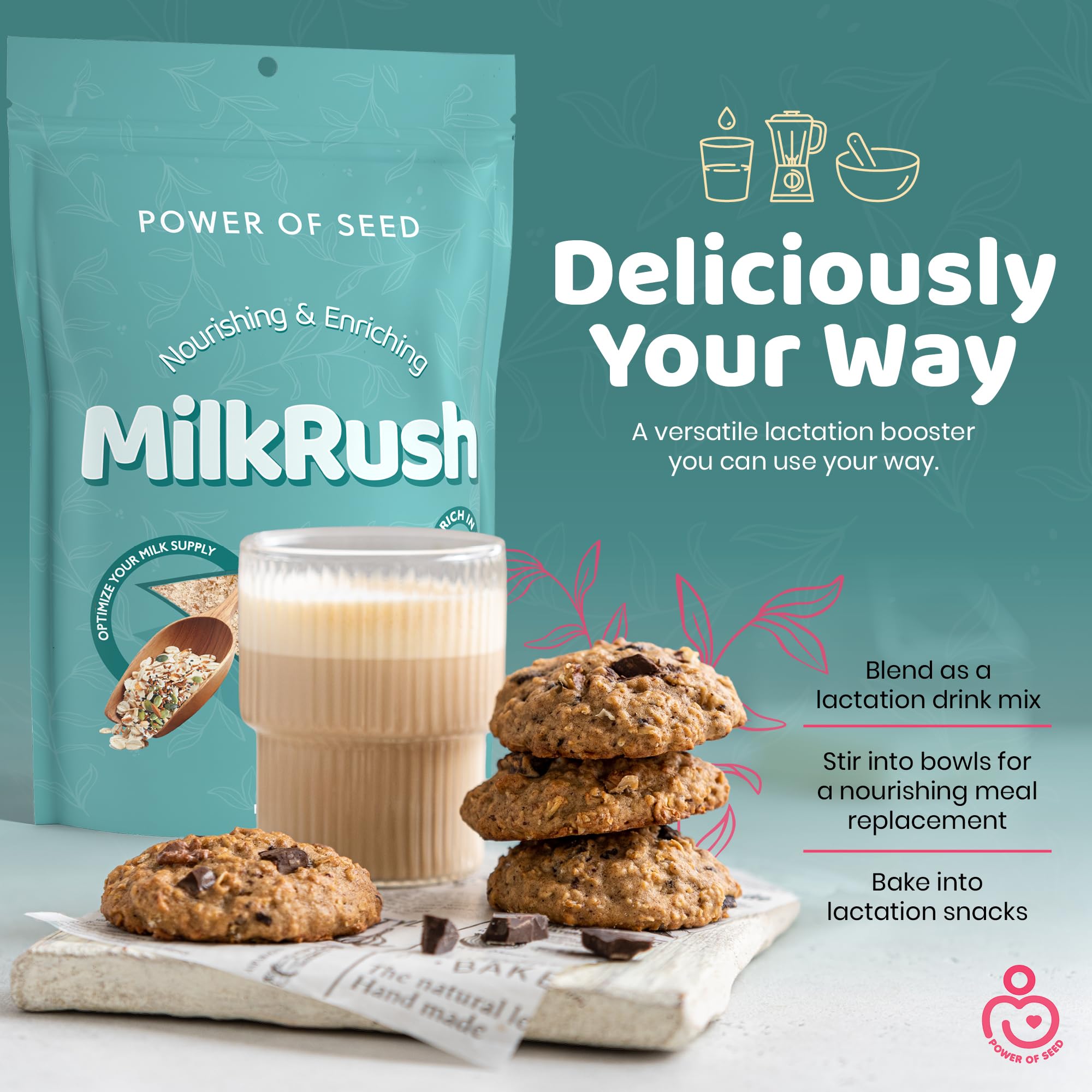 Power of Seed Milkrush kosher certification badge on packaging.