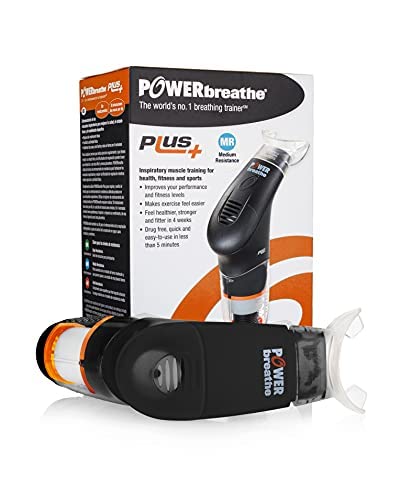 POWERbreathe breathing trainer in black enhances inspiratory muscle strength for better workouts.