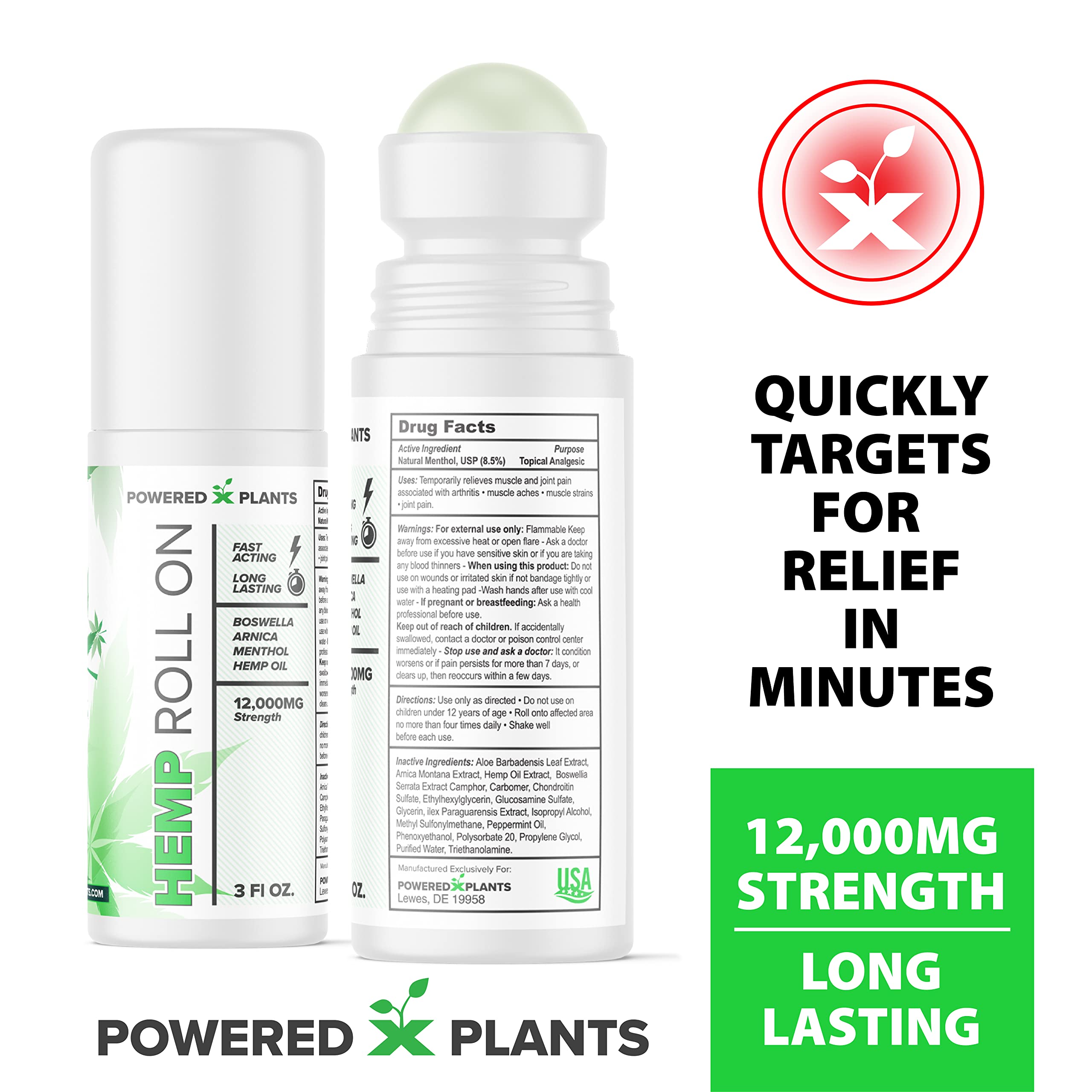 Powered X Plants back-of-box shot with product details and usage tips