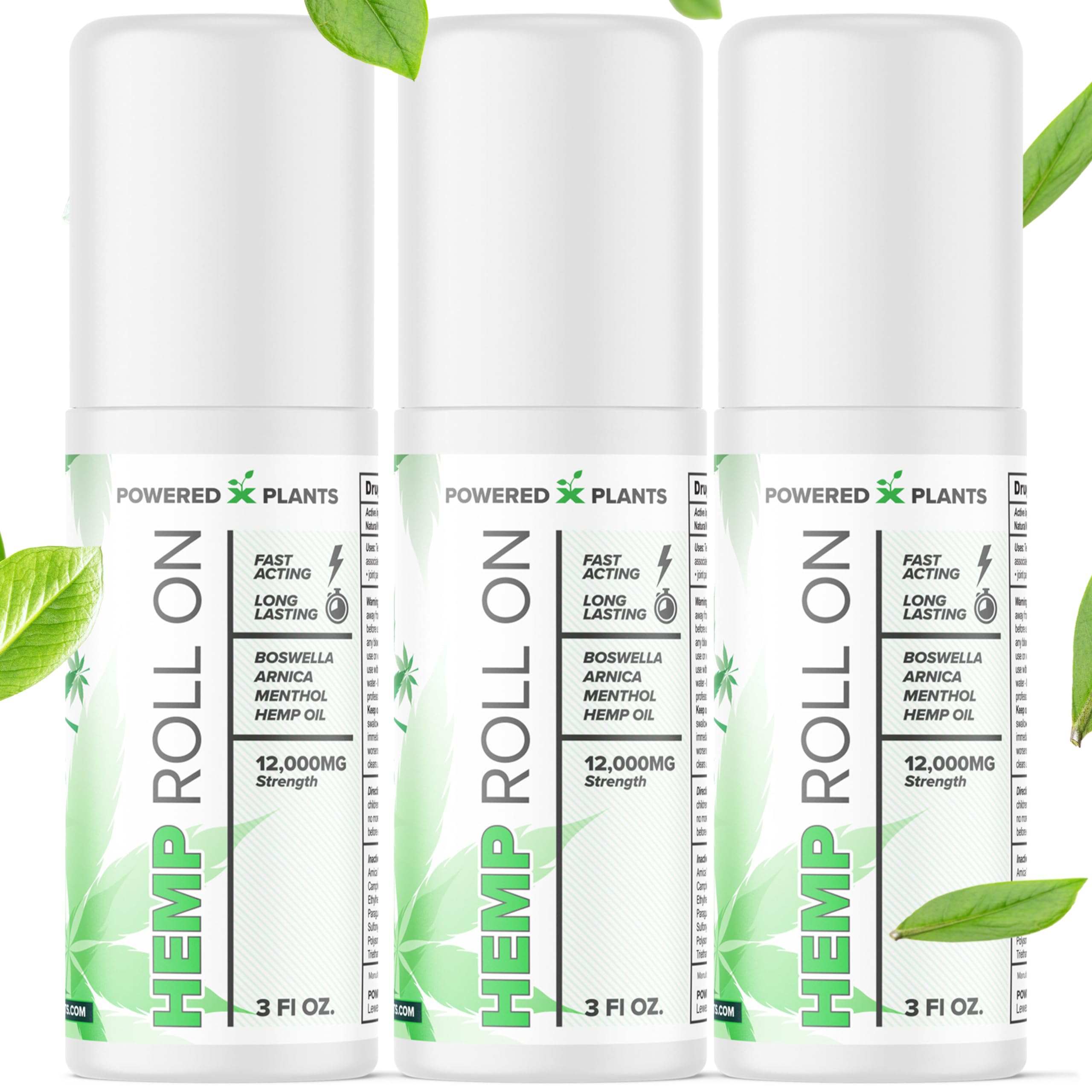 Powered X Plants hemp oil roll-on bottle with menthol provides targeted cooling after activity.