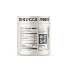 Powered X Plants High Flavanol Cocoa Powder jar open shows premium dark cacao ready to mix.