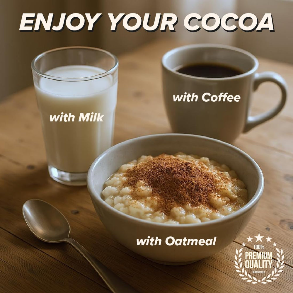 Powered X Plants High Flavanol Cocoa Powder in smoothie with fruits hints at heart-friendly flavor.