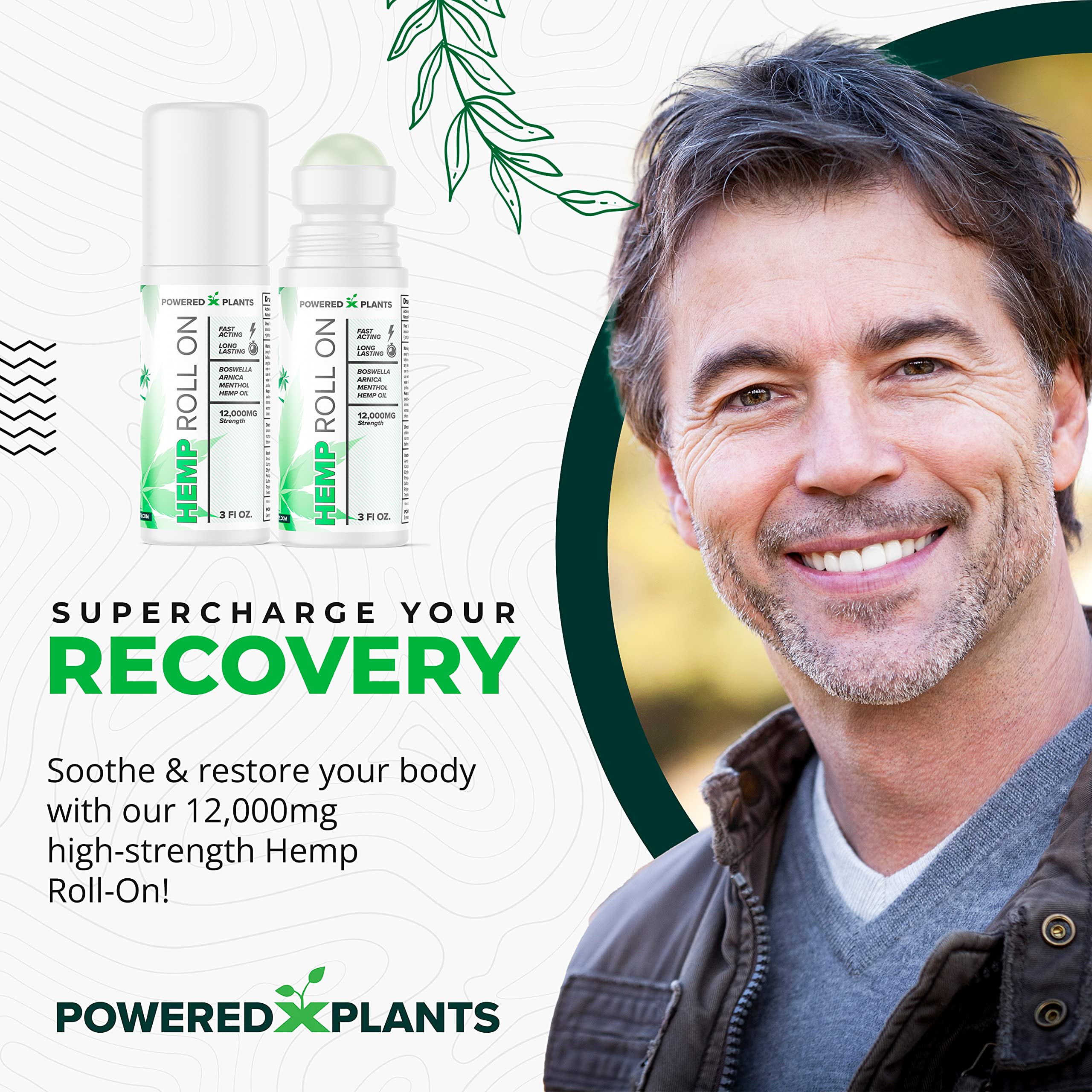 Powered X Plants roll-on application close-up for precise massage and cooling