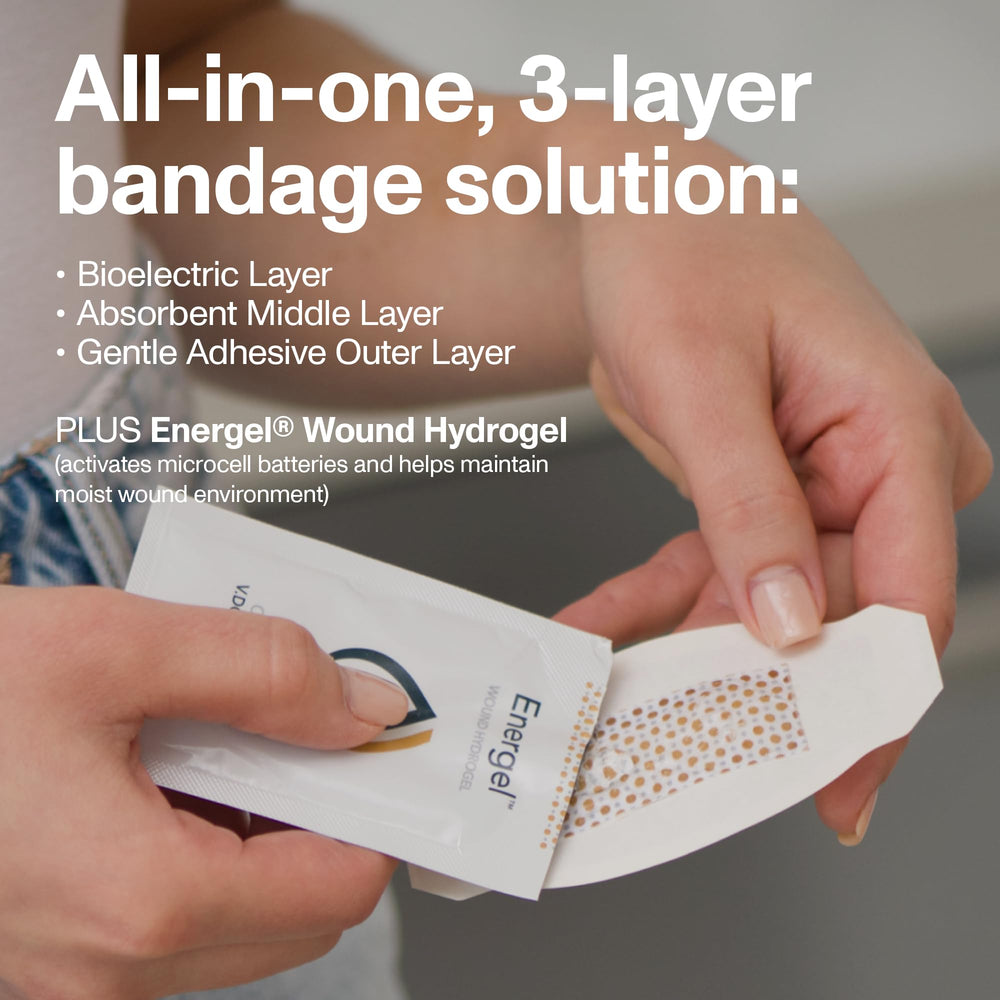PowerHeal bioelectric pad embedded bandage delivers electrical support for wounds.