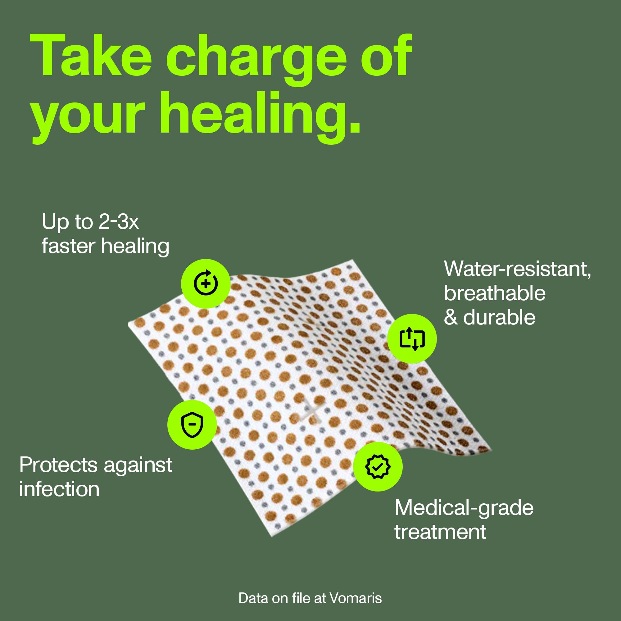 PowerHeal Energel hydrogel activates the bandage for comfortable, protected wound care.