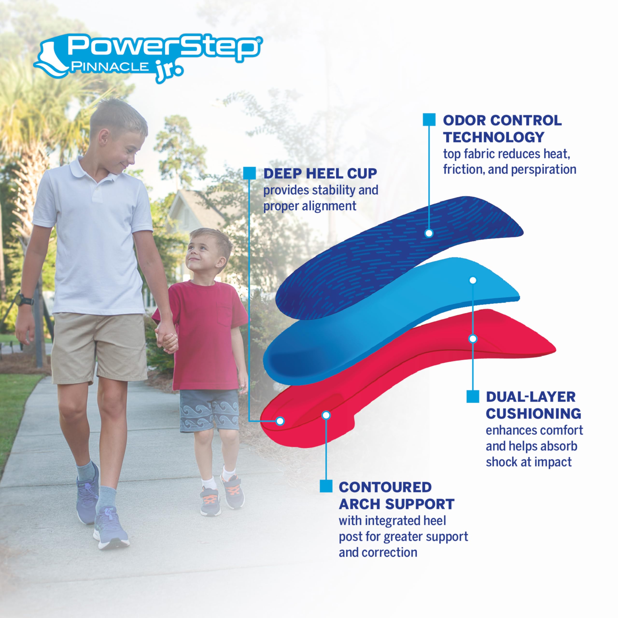 PowerKids fabric with odor control keeps kids feet fresh