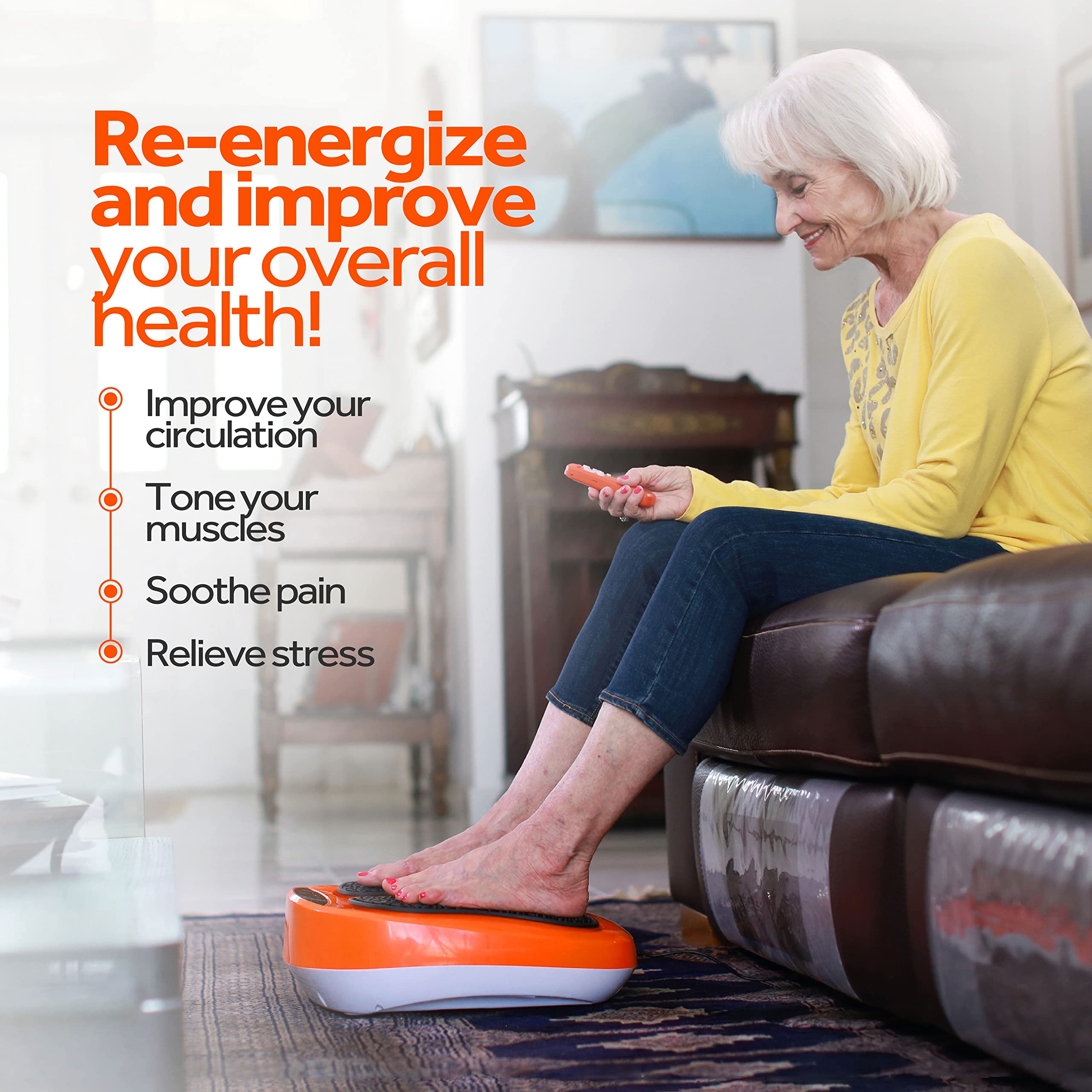 Power Legs adjustable speed settings for personalized relief sessions.