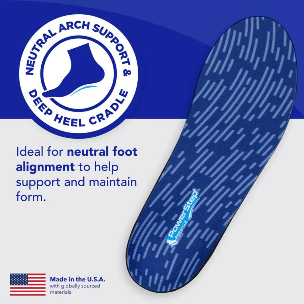 PowerStep Pinnacle full-length insoles provide consistent support from heel to toe.