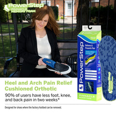 PowerStep Pinnacle memory foam insole showing neutral arch support for stability
