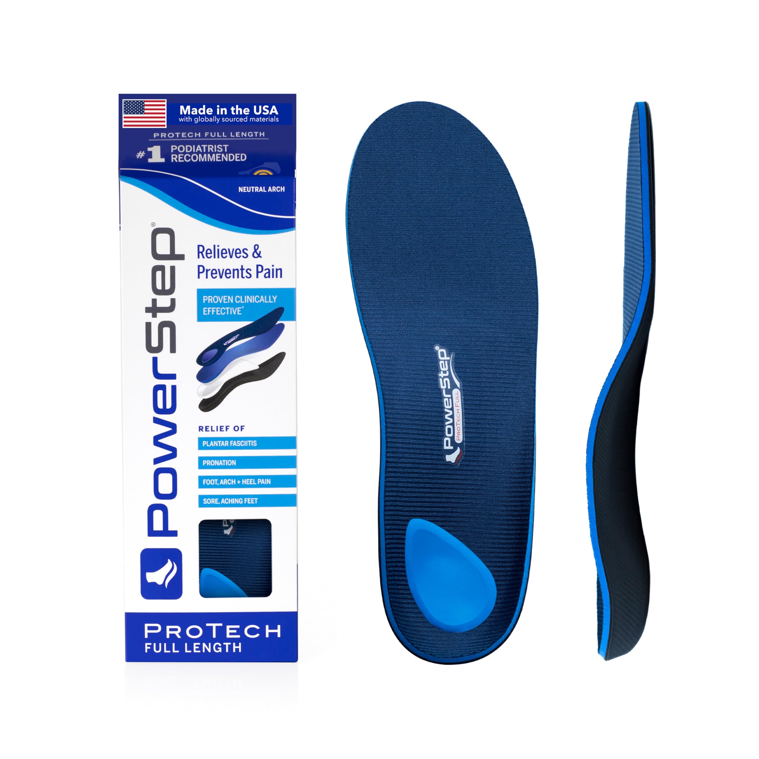PowerStep ProTech orthotic with heel pad and arch support for all-day stability