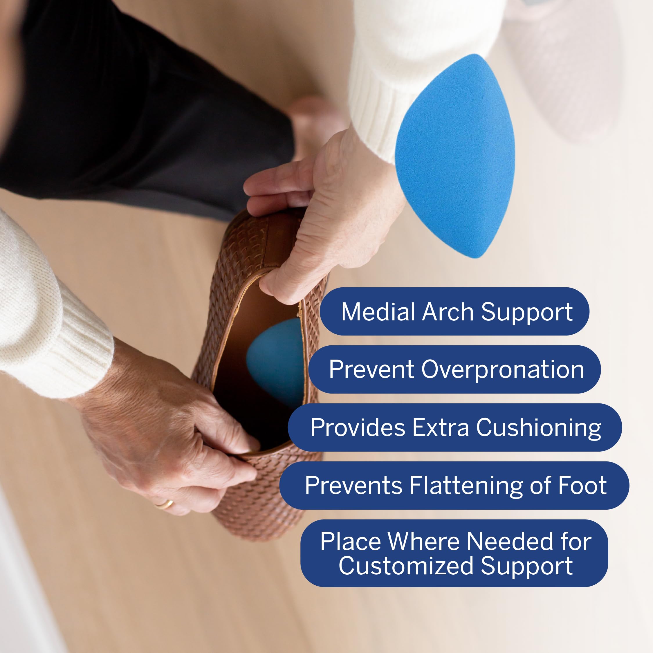 PowerStep Arch Booster placement shows customizable support under the arch.