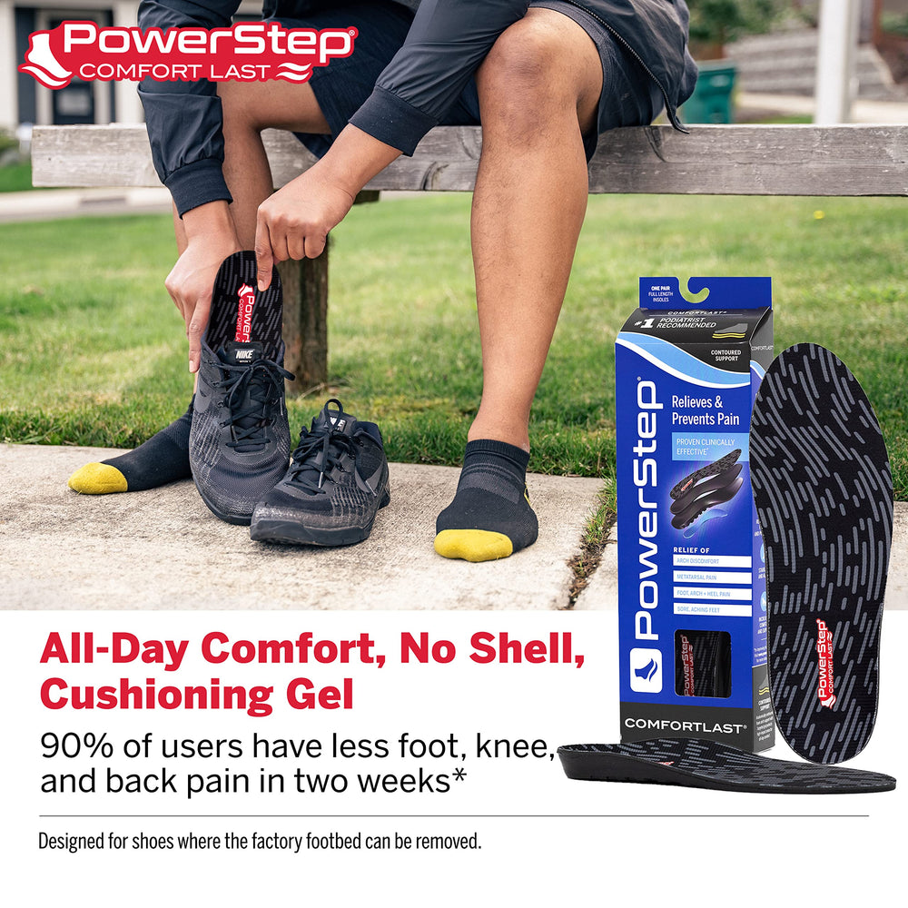 PowerStep ComfortLast arch-contour insole providing molded arch support