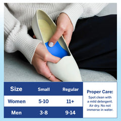 PowerStep metatarsal cushions in blue, large size, ready for in-shoe wear.