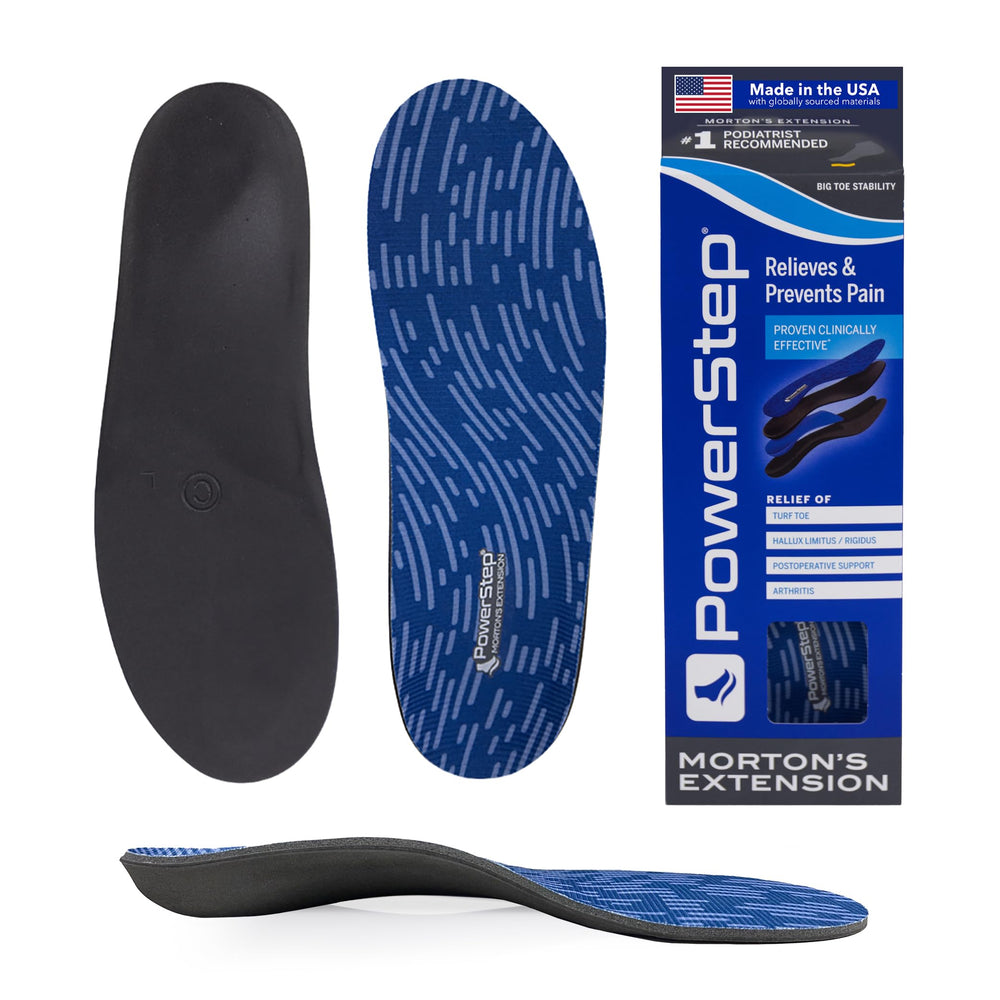PowerStep Morton's Extension carbon fiber insole provides toe stability for comfortable turf toe relief.