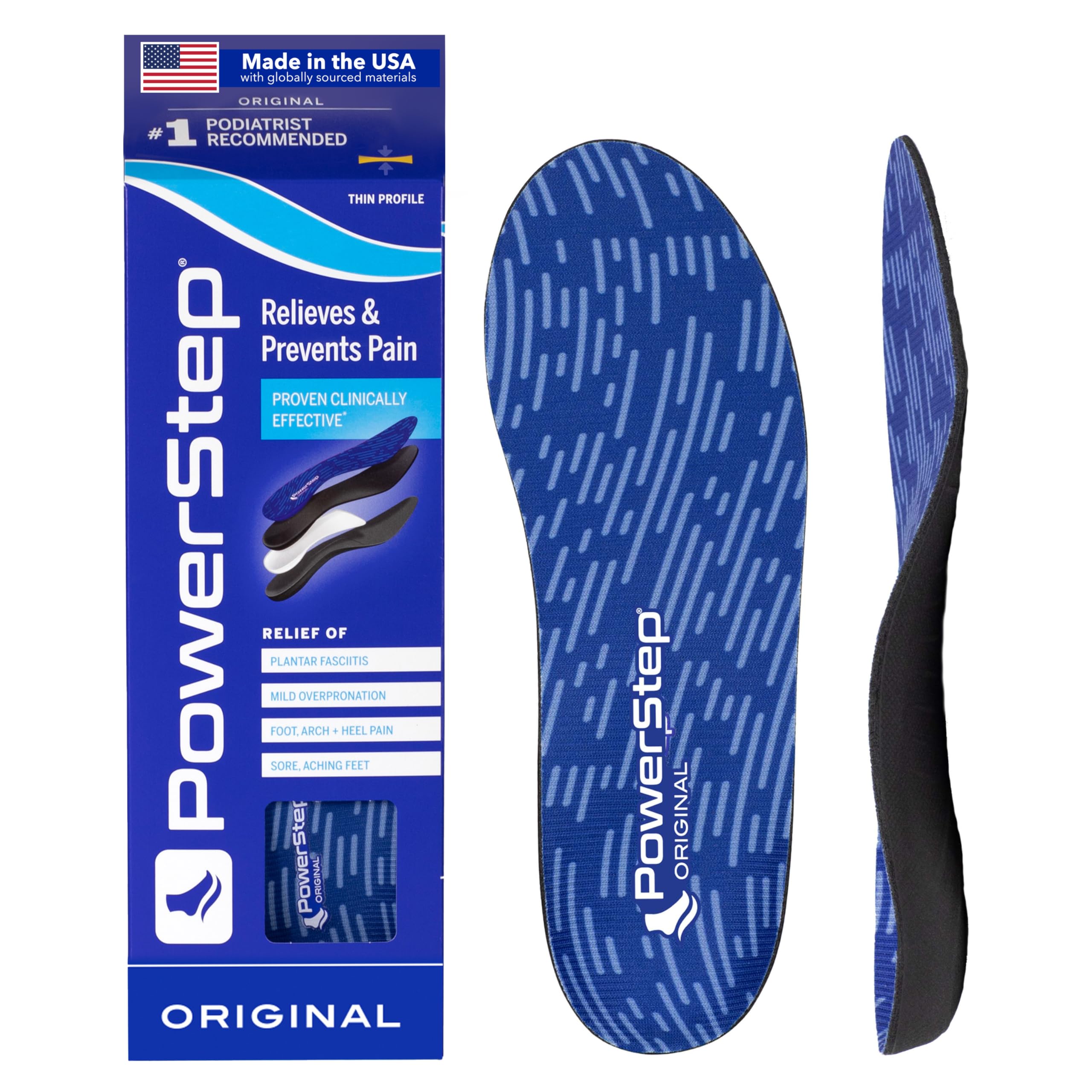 PowerStep Original insoles with arch support for daily comfort in sneakers.