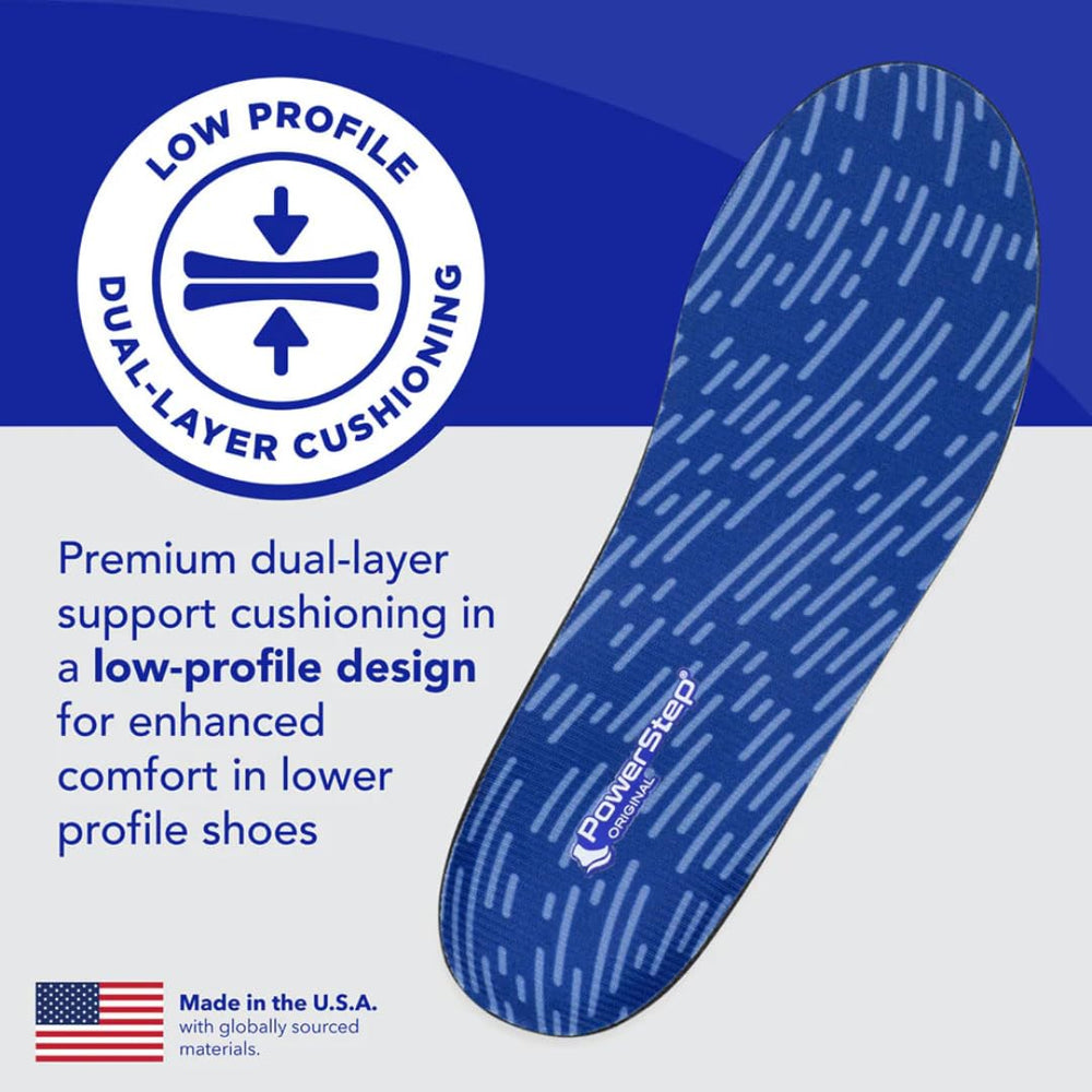 PowerStep Original insoles have a low-profile design for dress and casual shoes
