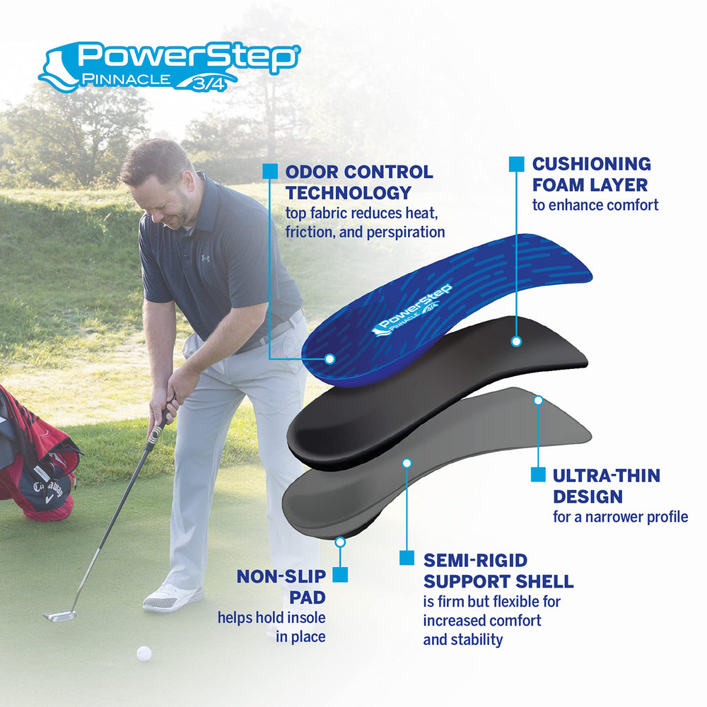 Side view showing the arch shape of PowerStep Pinnacle insoles.