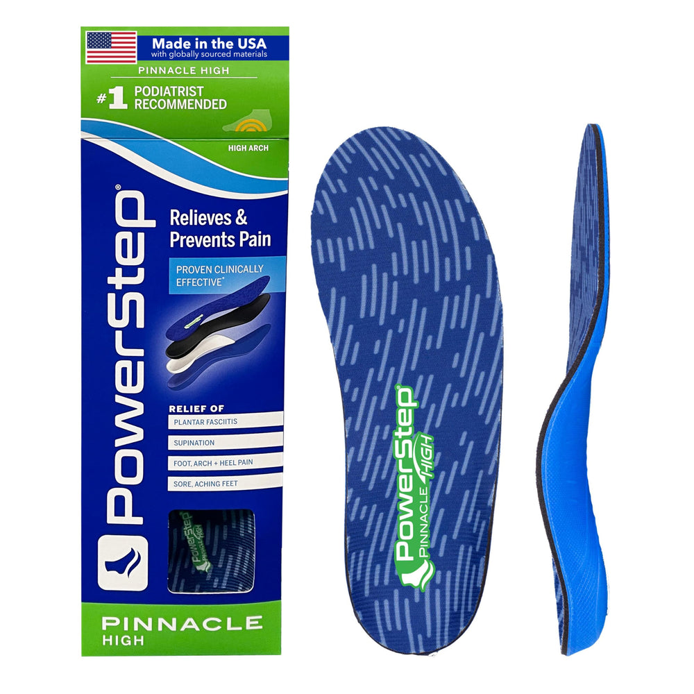 PowerStep Pinnacle high-arch support insole for daily walking comfort.