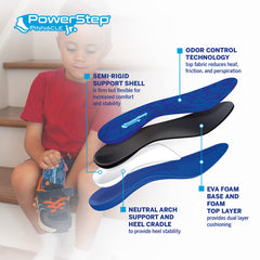 PowerStep Pinnacle Junior fabric reduces heat and friction for comfortable wear.