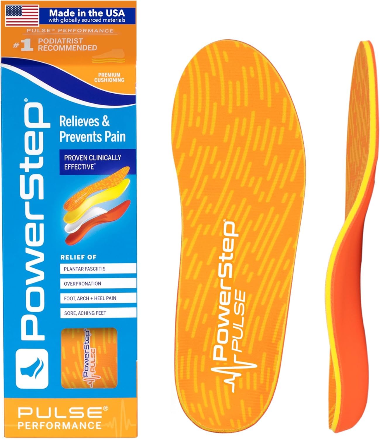 PowerStep Pulse insoles provide full-length arch support for comfortable strides.
