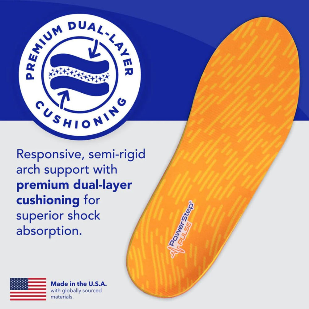 PowerStep Pulse metatarsal pad aids on-the-go relief during runs.