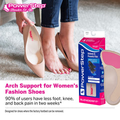 PowerStep SlenderFit 3-4 insole designed for odor control to keep fashion shoes fresh.