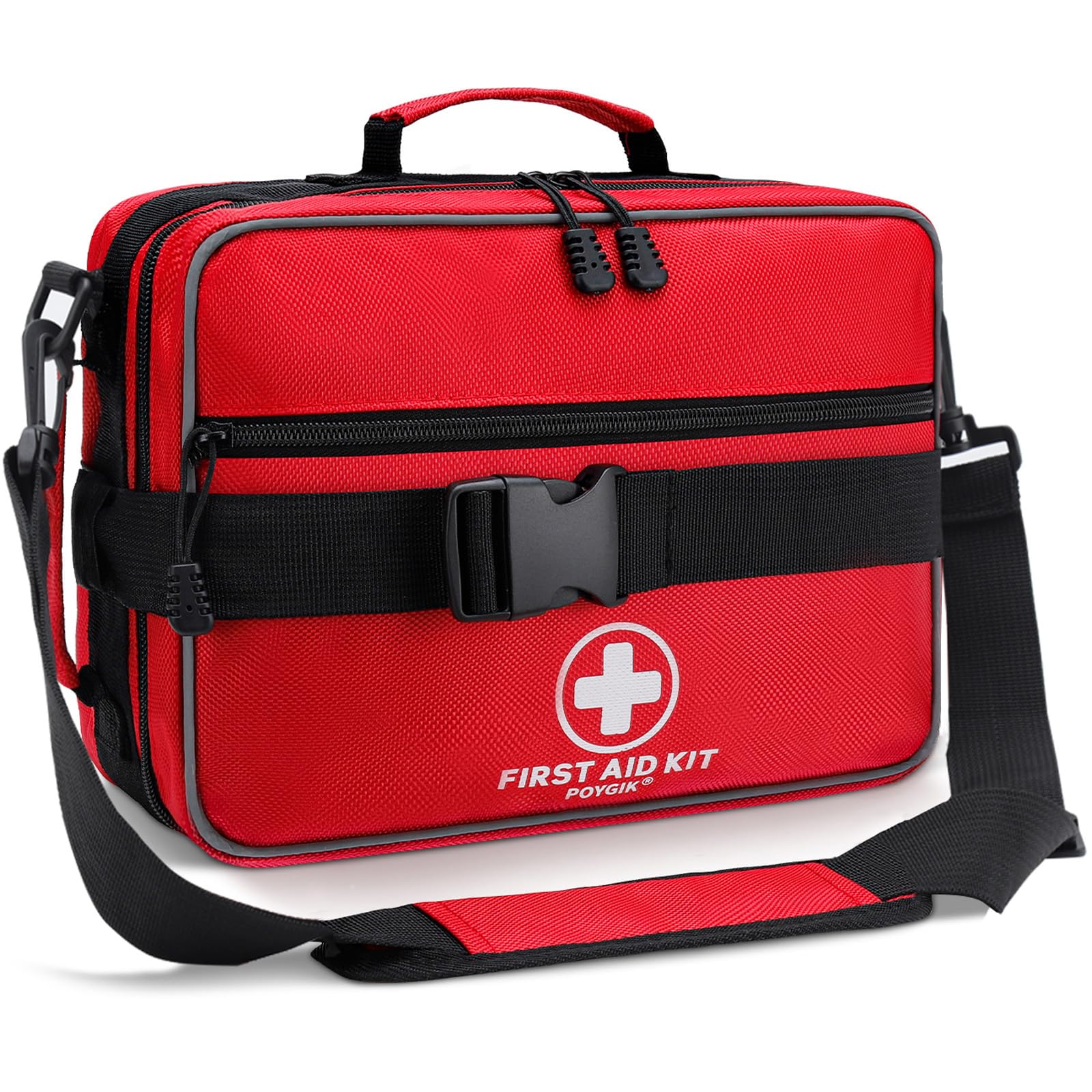 Poygik Premium First Aid Kit backpack open for quick, organized access