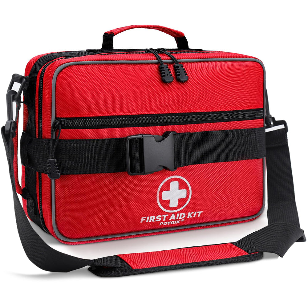 Poygik Premium First Aid Kit backpack open for quick, organized access