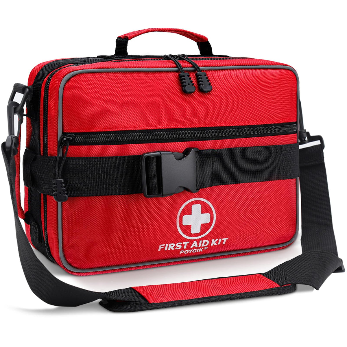 Poygik Premium First Aid Kit backpack open for quick, organized access