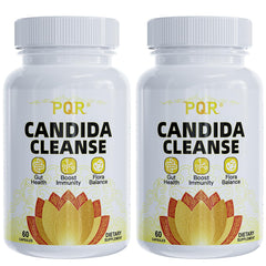 PQR Candida Cleanse bottle front shows the label for gut support.