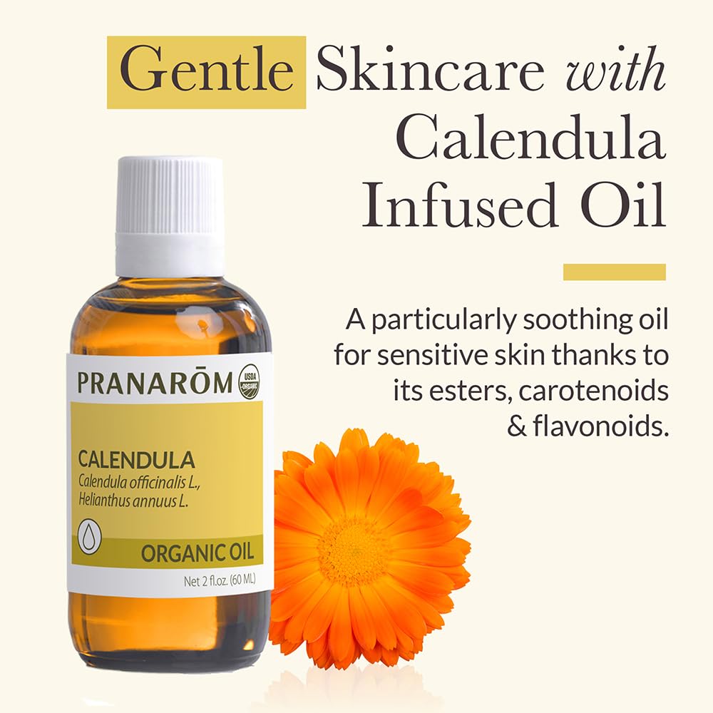 Pranarom calendula oil shows USDA Organic certification on the label