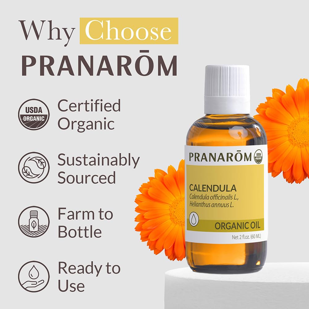 Pranarom calendula oil supports soft, hydrated skin with gentle moisture