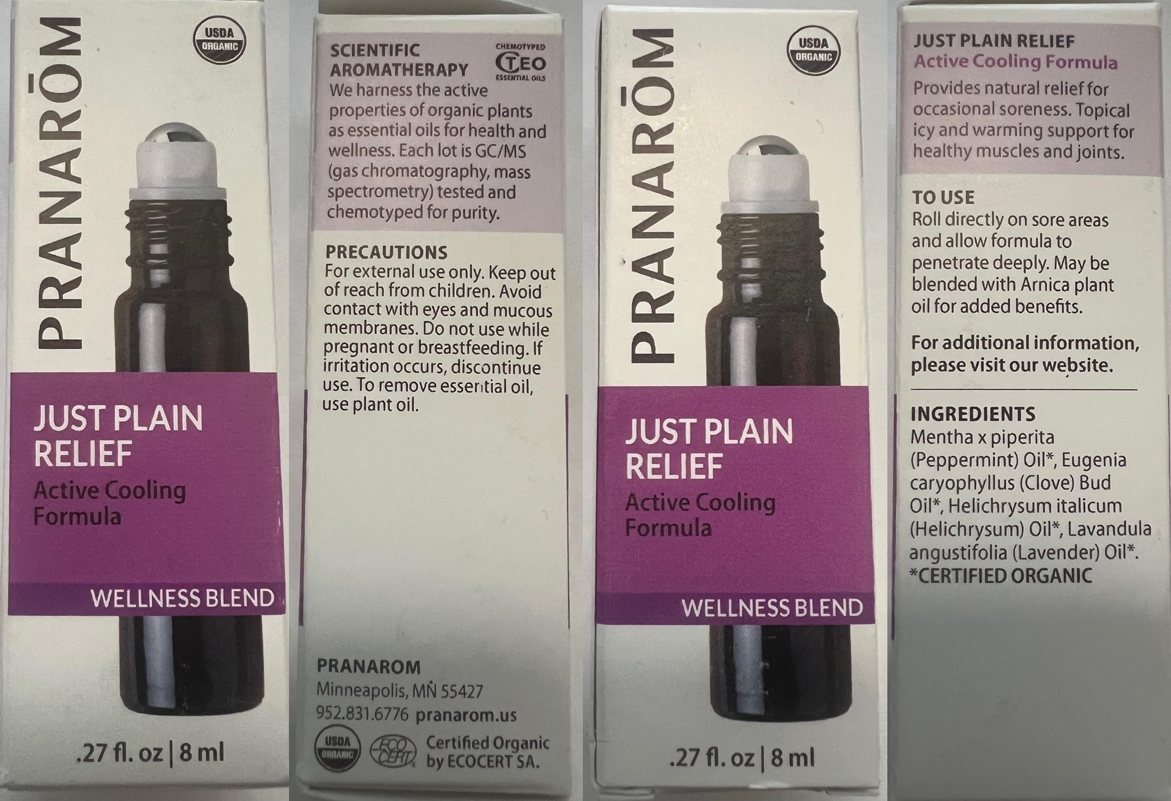 Pranarom Just Plain Relief certified organic and cruelty-free