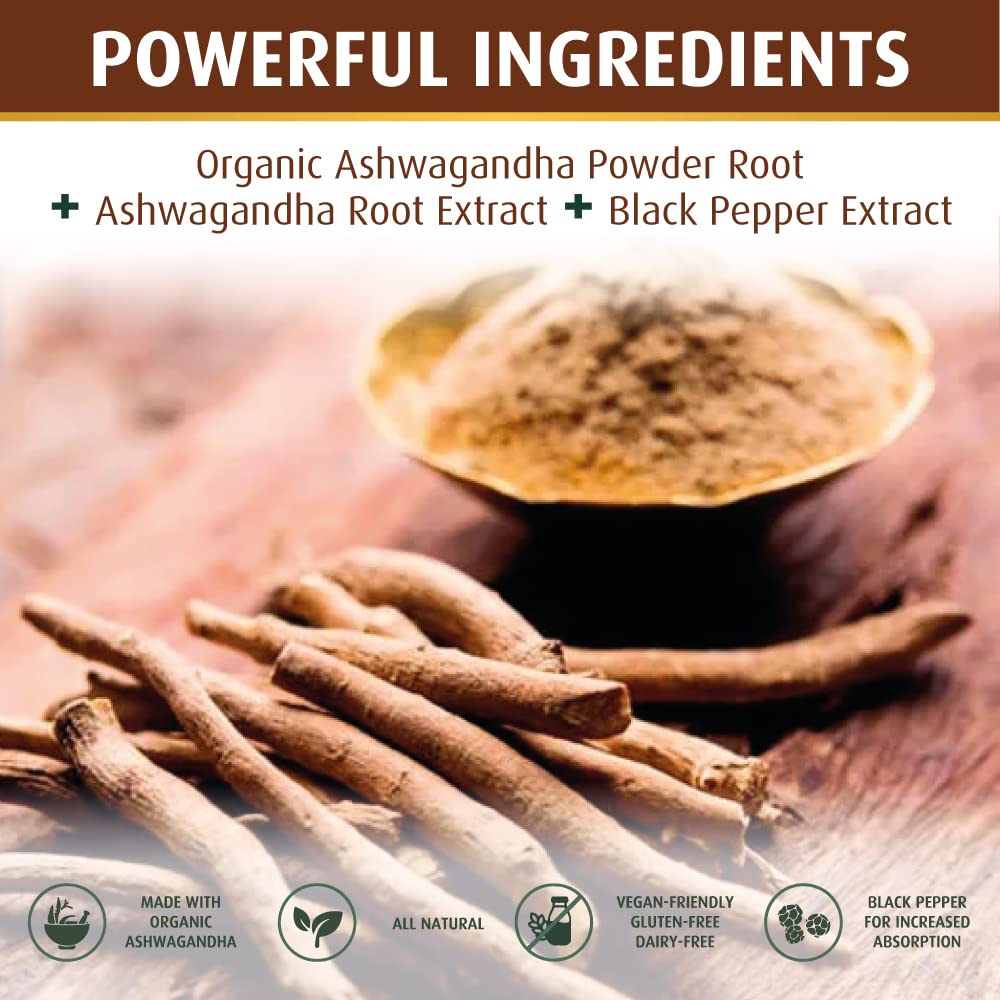 Bottle of PRATIC LINE Ashwagandha capsules noting enhanced absorption with black pepper