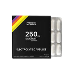 Precision Hydration electrolyte capsules blister pack for on-the-go hydration and salt balance.