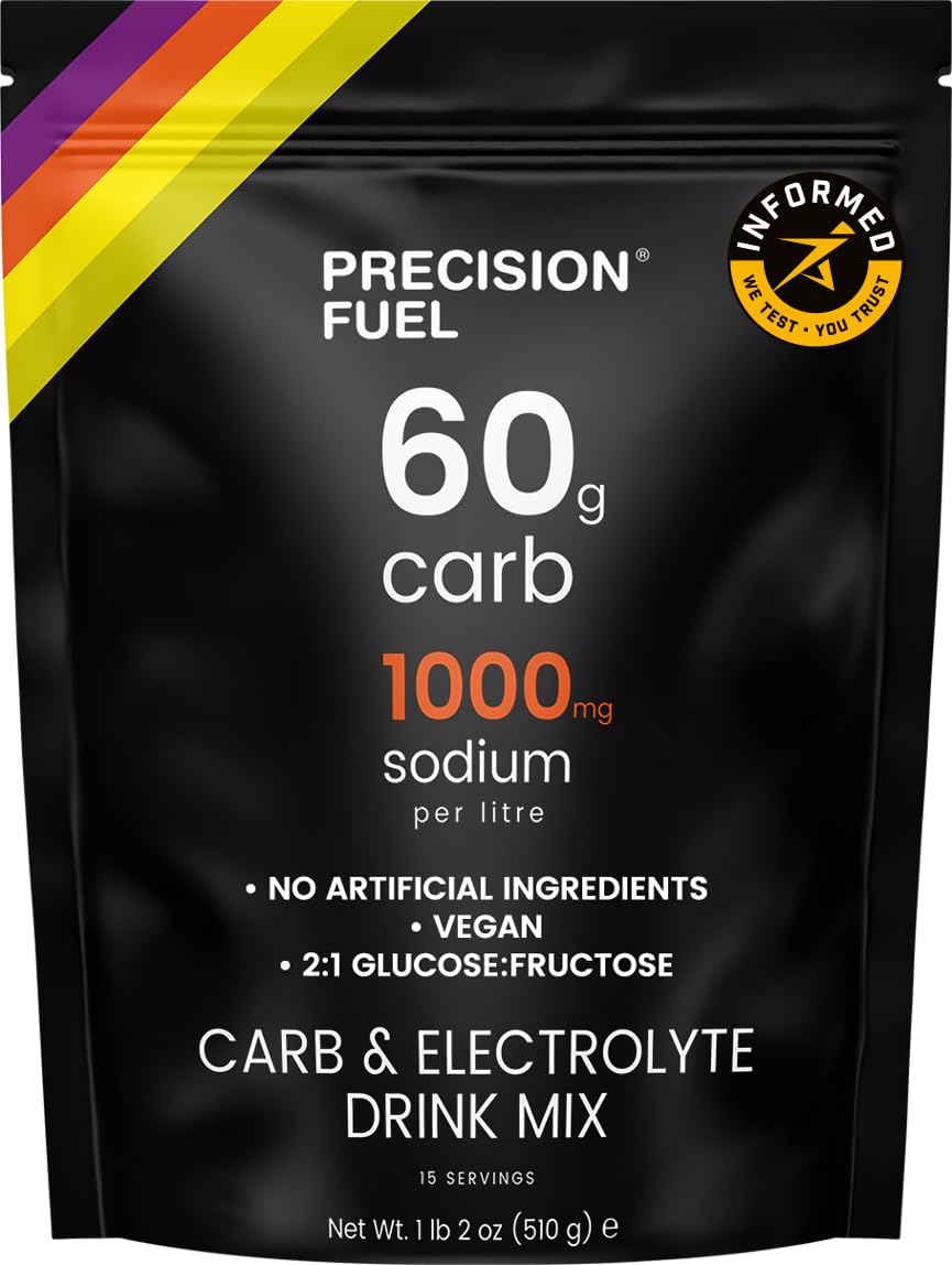 Precision Hydration PF60 bottle pour demonstrates quick hydration support during endurance workouts.
