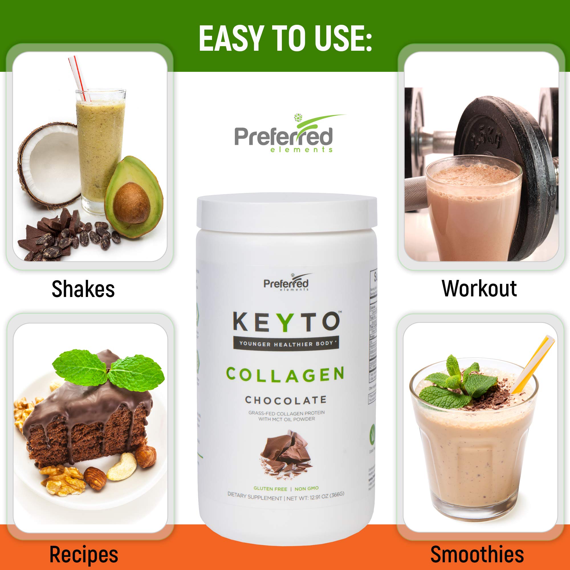Preferred Elements KEYTO chocolate ingredients panel highlights premium nutrition