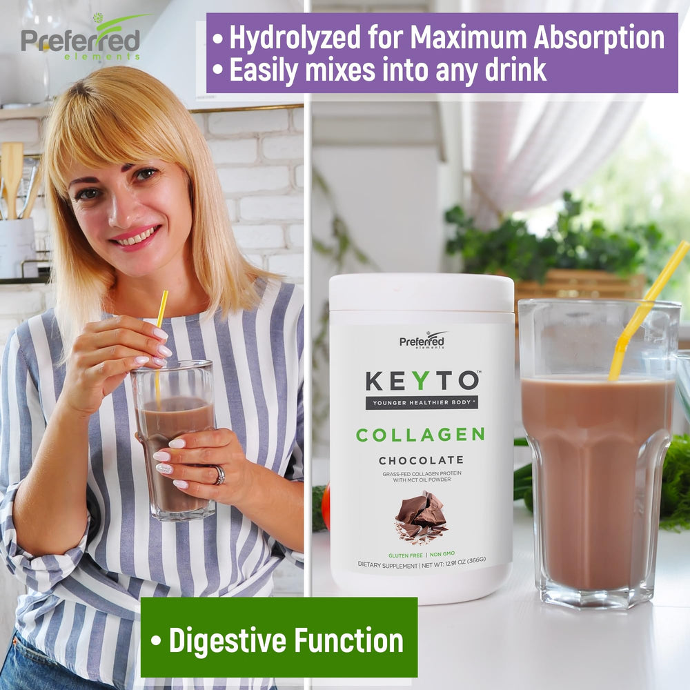 Preferred Elements KEYTO chocolate shake glass with creamy cocoa nutrition