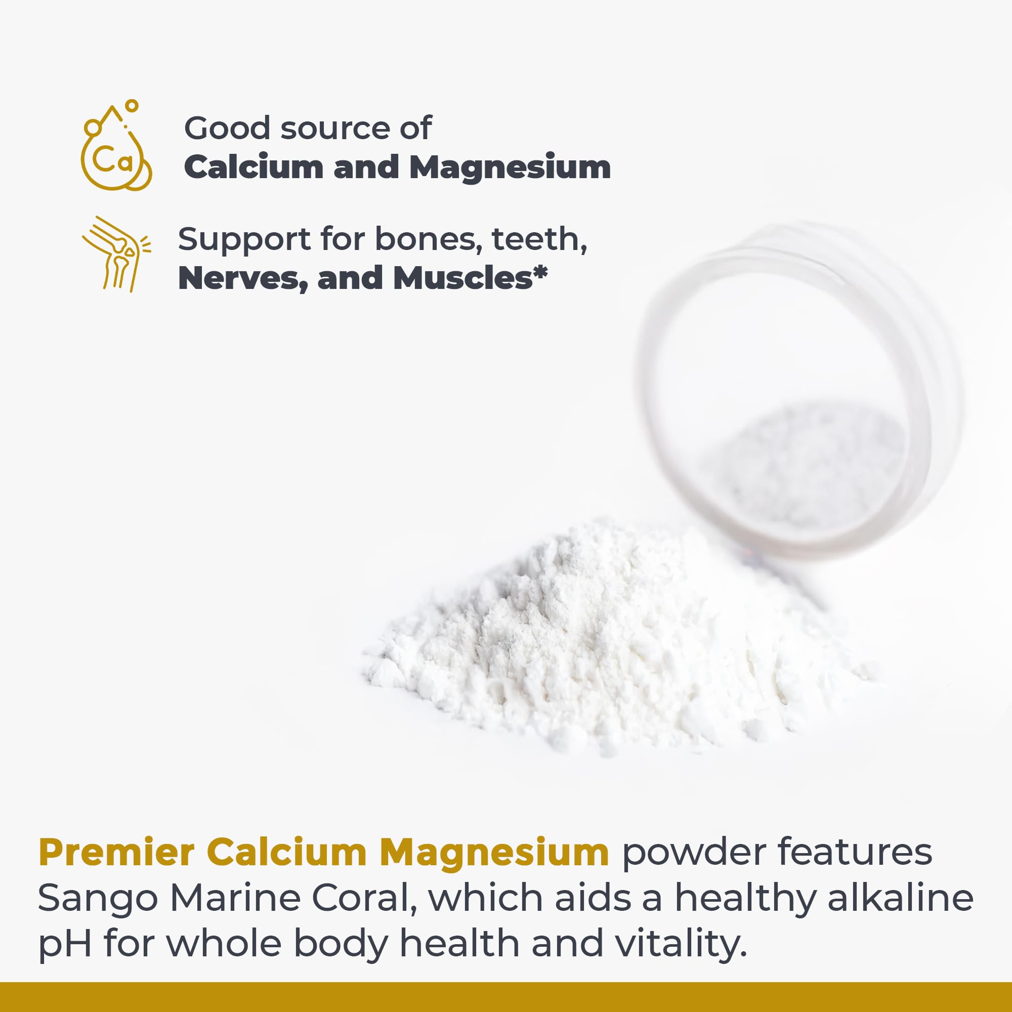 Marine coral calcium source label highlighting vegan-friendly minerals.