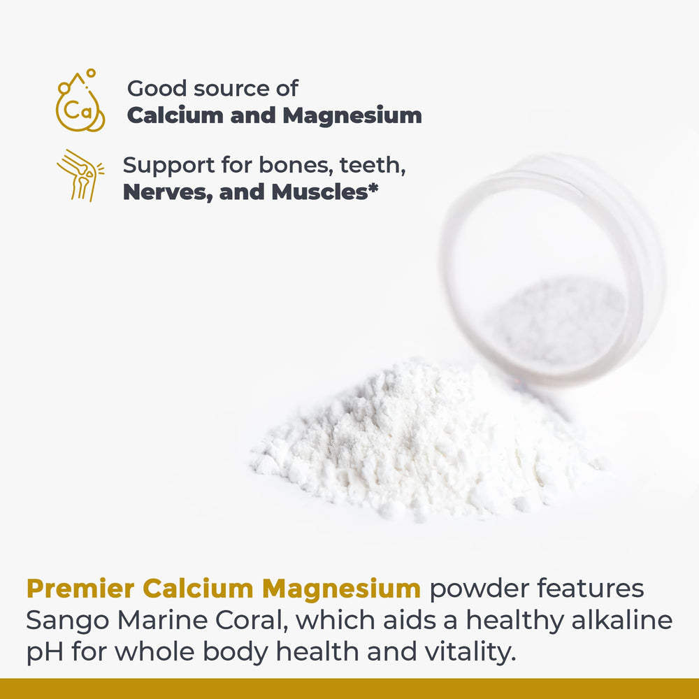 Marine coral calcium source label highlighting vegan-friendly minerals.