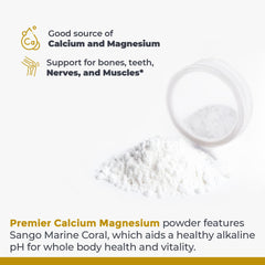 Marine coral calcium source label highlighting vegan-friendly minerals.