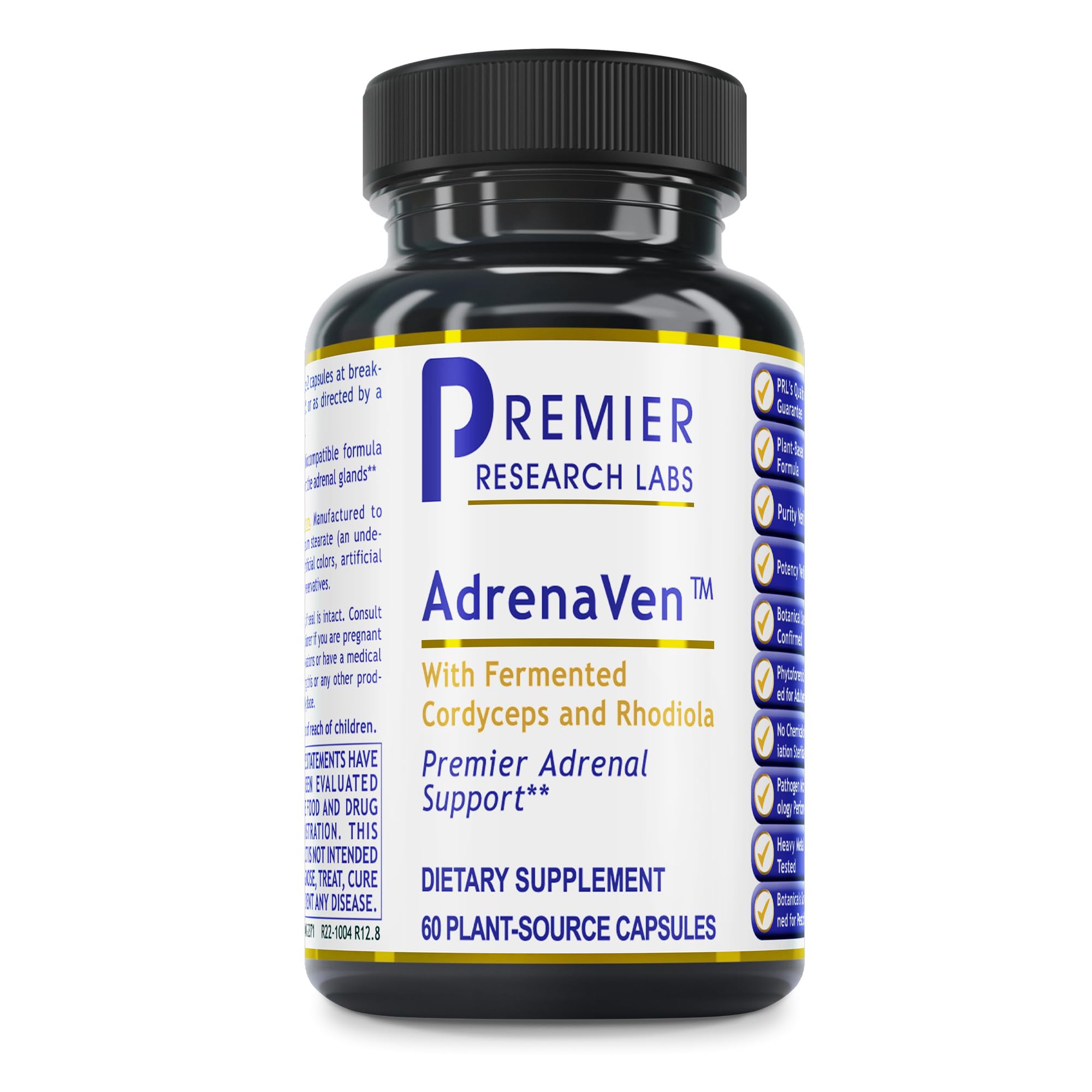 Premier Research Labs AdrenaVen bottle with capsules for daily adrenal support.